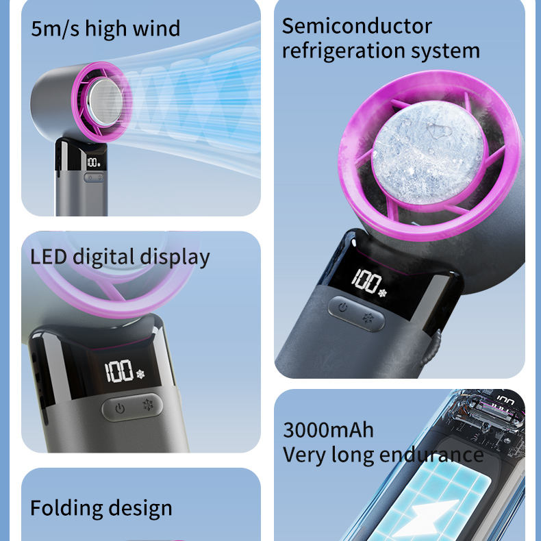 Portable Neck Fan with Cooling, 100-Level Wind — WY-F23