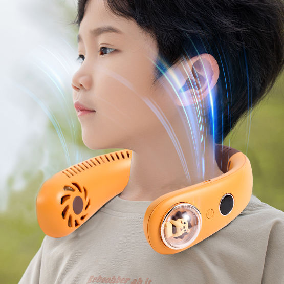 Custom Personal Mini Portable Wearable Neck Fan Kids Bladeless USB Rechargeable 2400mAh Battery Car Use Household Outdoor Hotel