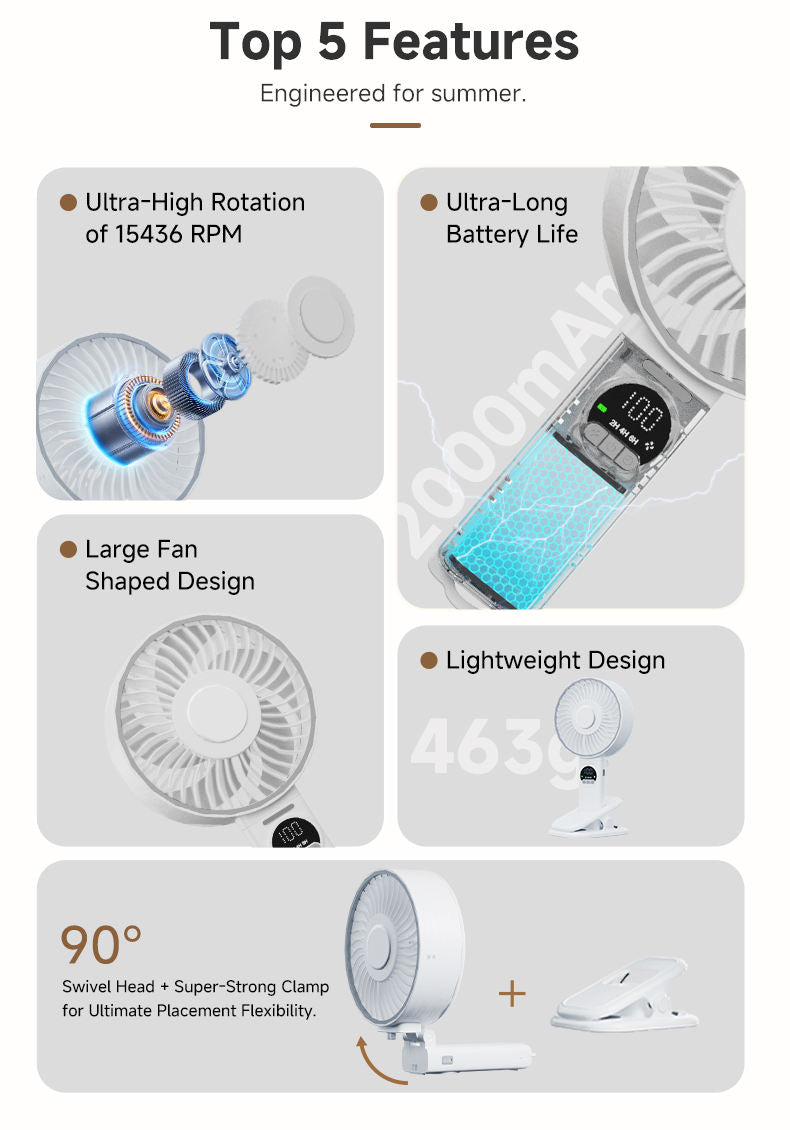 Cooling Clip Fan for Desk & Handheld — WY-F32A